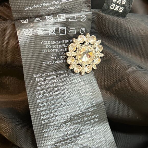 Vera Moda Curve Double Breasted Black Coat Dress Rhinestone Buttons 16 NWT - Picture 6 of 16